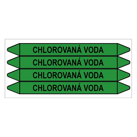Značení potrubí, chlorovaná voda,4 ks, 250 × 26 mm